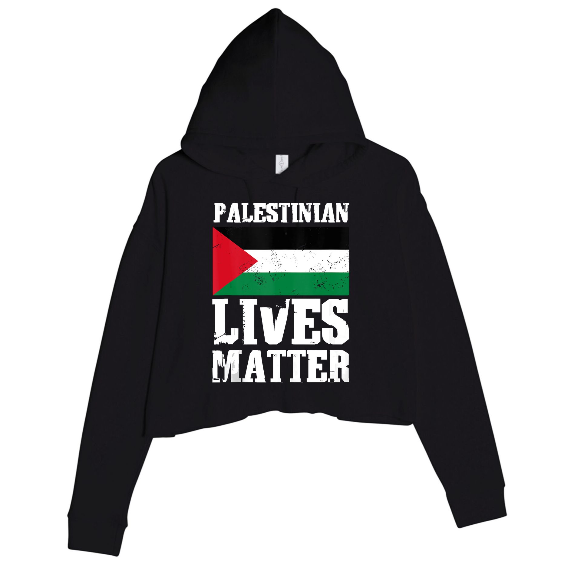 Palestinian Lives Matter Freedom Peace Palestine Flag Crop Fleece Hoodie