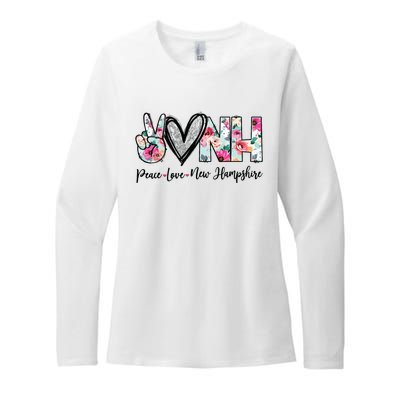 Peace Love New Hampshire Floral New Hampshire Lovers Womens CVC Long Sleeve Shirt