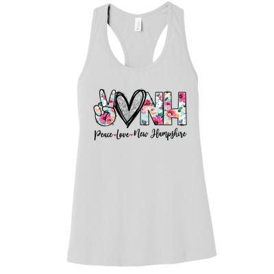 Peace Love New Hampshire Floral New Hampshire Lovers Women's Racerback Tank