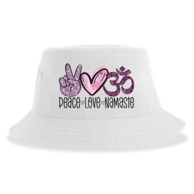 Peace Love Namaste OM Sign Mandala Hippie Yoga Lover Gift Sustainable Bucket Hat