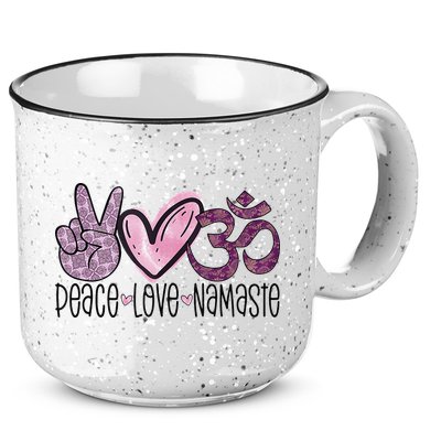 Peace Love Namaste OM Sign Mandala Hippie Yoga Lover Gift 15oz Campfire Ceramic Mug
