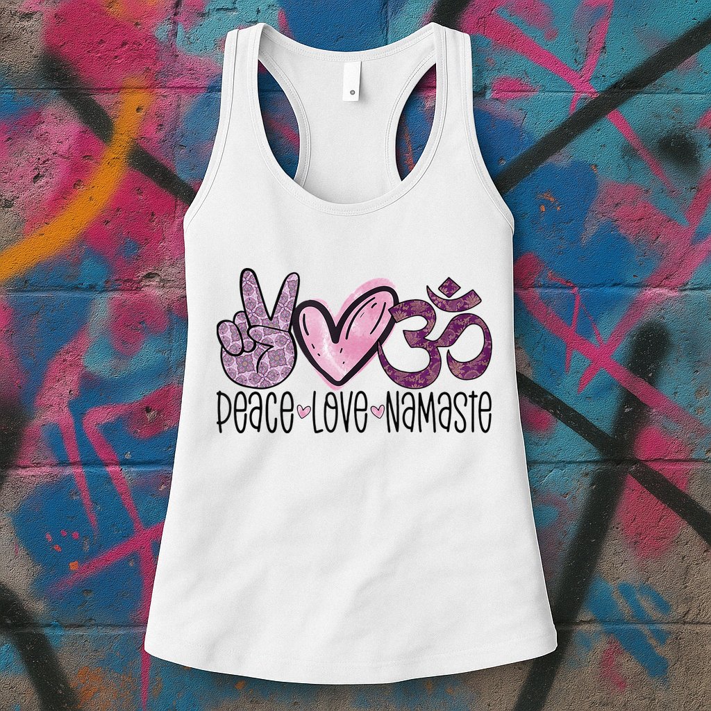 Peace Love Namaste OM Sign Mandala Hippie Yoga Lover Gift Womens Tank Top