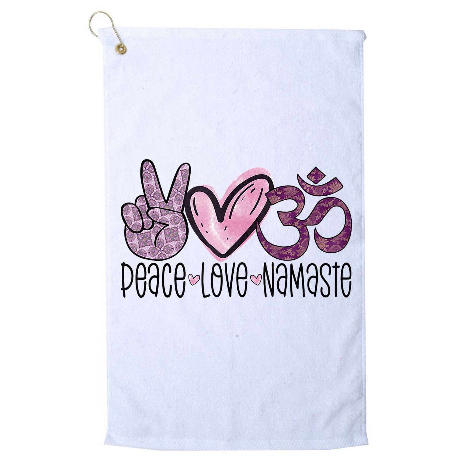 Peace Love Namaste OM Sign Mandala Hippie Yoga Lover Gift Golf Towel