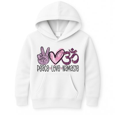 Peace Love Namaste OM Sign Mandala Hippie Yoga Lover Gift Kids Hoodie