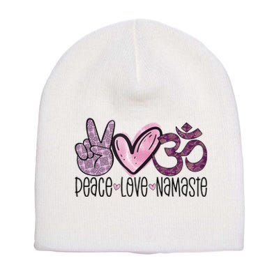 Peace Love Namaste OM Sign Mandala Hippie Yoga Lover Gift Short Acrylic Beanie