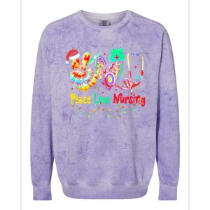 Peace Love Nursing Leopard Heart Nurse Life Christmas Gift Colorblast Crewneck Sweatshirt