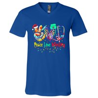 Peace Love Nursing Leopard Heart Nurse Life Christmas Gift V-Neck T-Shirt