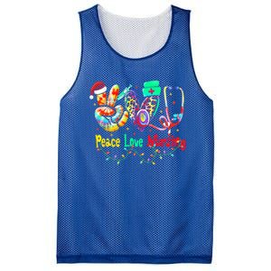 Peace Love Nursing Leopard Heart Nurse Life Christmas Gift Mesh Reversible Basketball Jersey Tank