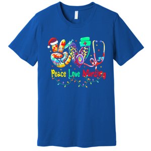 Peace Love Nursing Leopard Heart Nurse Life Christmas Gift Premium T-Shirt