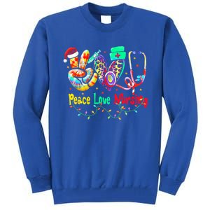 Peace Love Nursing Leopard Heart Nurse Life Christmas Gift Tall Sweatshirt