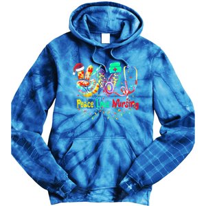 Peace Love Nursing Leopard Heart Nurse Life Christmas Gift Tie Dye Hoodie