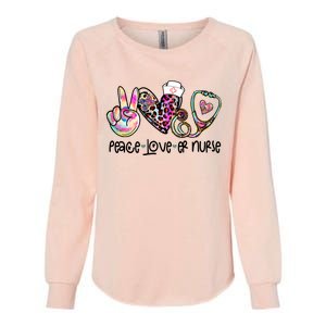 Peace Love Nursing Leopard Heart Stethoscope Er Nurse Life Gift Womens California Wash Sweatshirt