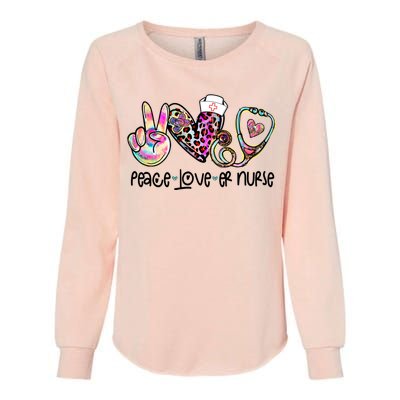 Peace Love Nursing Leopard Heart Stethoscope Er Nurse Life Gift Womens California Wash Sweatshirt