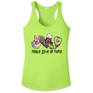 Peace Love Nursing Leopard Heart Stethoscope Er Nurse Life Gift Ladies PosiCharge Competitor Racerback Tank