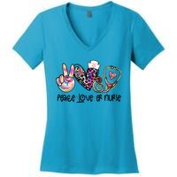 Peace Love Nursing Leopard Heart Stethoscope Er Nurse Life Gift Women's V-Neck T-Shirt