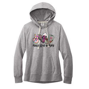 Peace Love Nursing Leopard Heart Stethoscope Er Nurse Life Gift Women's Fleece Hoodie