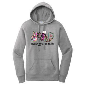 Peace Love Nursing Leopard Heart Stethoscope Er Nurse Life Gift Women's Pullover Hoodie