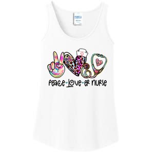 Peace Love Nursing Leopard Heart Stethoscope Er Nurse Life Gift Ladies Essential Tank