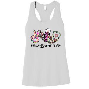 Peace Love Nursing Leopard Heart Stethoscope Er Nurse Life Gift Women's Racerback Tank