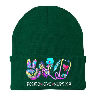 Peace Love Nursing Leopard Heart Stethoscope Nurse Life Gift Knit Cap Winter Beanie