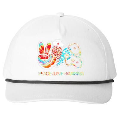 Peace Love Nursing Leopard Heart Stethoscope Nurse Life Cute Gift Snapback Five-Panel Rope Hat