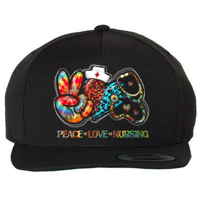 Peace Love Nursing Leopard Heart Stethoscope Nurse Life Cute Gift Wool Snapback Cap