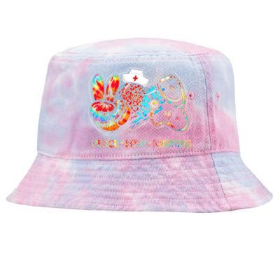 Peace Love Nursing Leopard Heart Stethoscope Nurse Life Cute Gift Tie-Dyed Bucket Hat