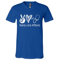 Peace Love Nursing Nurse Gift V-Neck T-Shirt