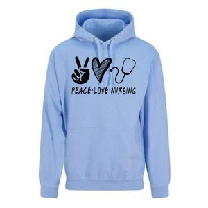 Peace Love Nursing Nurse Gift Unisex Surf Hoodie