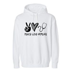 Peace Love Nursing Nurse Gift Garment-Dyed Fleece Hoodie