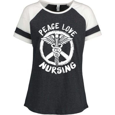 Peace Love Nursing Nurse Costume Lover Gift Funny Gift Enza Ladies Jersey Colorblock Tee