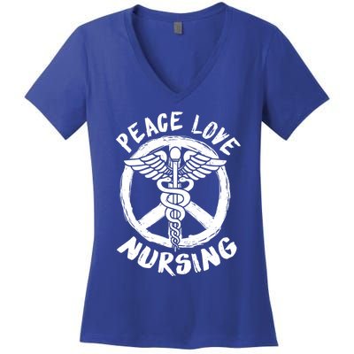 Peace Love Nursing Nurse Costume Lover Gift Funny Gift Women's V-Neck T-Shirt