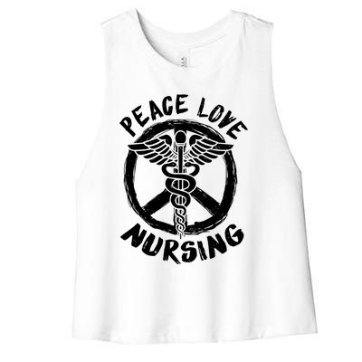 Peace Love Nursing Nurse Costume Lover Gift Funny Gift Women's Racerback Cropped Tank