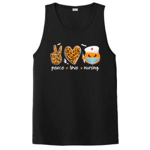 Peace Love Nursing Nurse Pumpkin Halloween Leopard Gift PosiCharge Competitor Tank