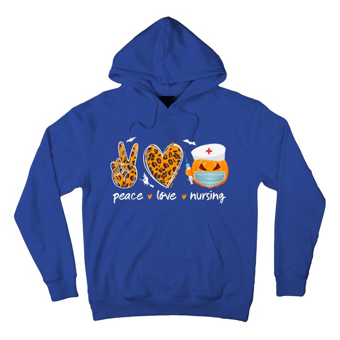 Peace Love Nursing Nurse Pumpkin Halloween Leopard Gift Hoodie