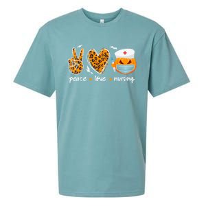 Peace Love Nursing Nurse Pumpkin Halloween Leopard Gift Sueded Cloud Jersey T-Shirt