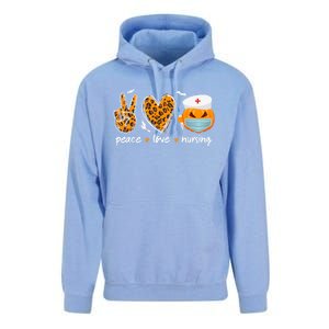 Peace Love Nursing Nurse Pumpkin Halloween Leopard Gift Unisex Surf Hoodie