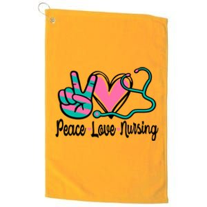 Peace Love Nursing Nurse Rn Nursing School Caretaker Gift Platinum Collection Golf Towel