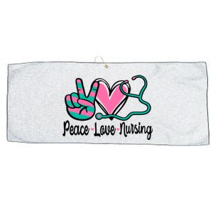 Peace Love Nursing Nurse Rn Nursing School Caretaker Gift Large Microfiber Waffle Golf Towel