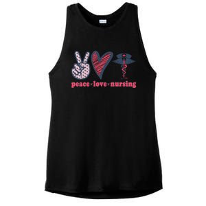 Peace Love Nursing Nurse Rn Pcw Heart Graphic Gift Ladies PosiCharge Tri-Blend Wicking Tank