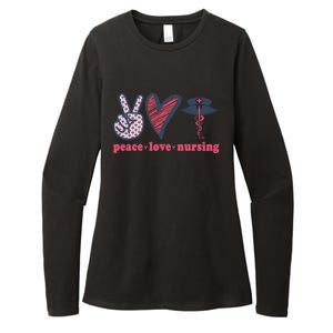 Peace Love Nursing Nurse Rn Pcw Heart Graphic Gift Womens CVC Long Sleeve Shirt