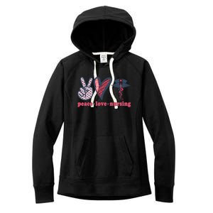 Peace Love Nursing Nurse Rn Pcw Heart Graphic Gift Women's Fleece Hoodie