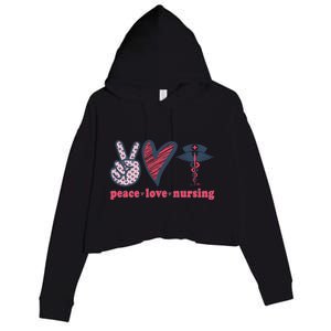 Peace Love Nursing Nurse Rn Pcw Heart Graphic Gift Crop Fleece Hoodie