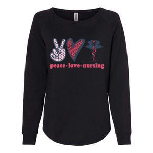 Peace Love Nursing Nurse Rn Pcw Heart Graphic Gift Womens California Wash Sweatshirt