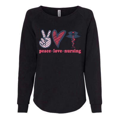 Peace Love Nursing Nurse Rn Pcw Heart Graphic Gift Womens California Wash Sweatshirt