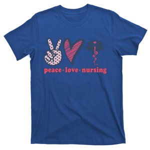 Peace Love Nursing Nurse Rn Pcw Heart Graphic Gift T-Shirt