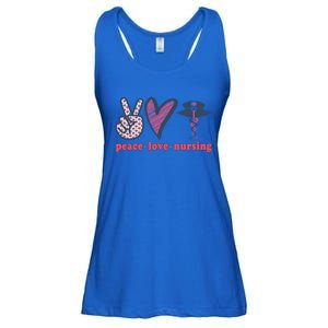 Peace Love Nursing Nurse Rn Pcw Heart Graphic Gift Ladies Essential Flowy Tank