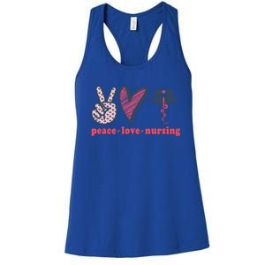 Peace Love Nursing Nurse Rn Pcw Heart Graphic Gift Women's Racerback Tank