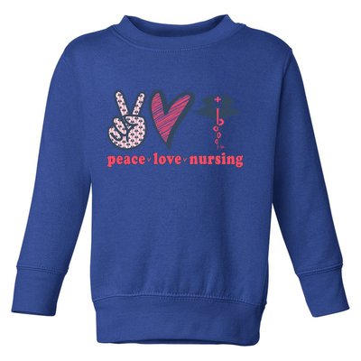 Peace Love Nursing Nurse Rn Pcw Heart Graphic Gift Toddler Sweatshirt