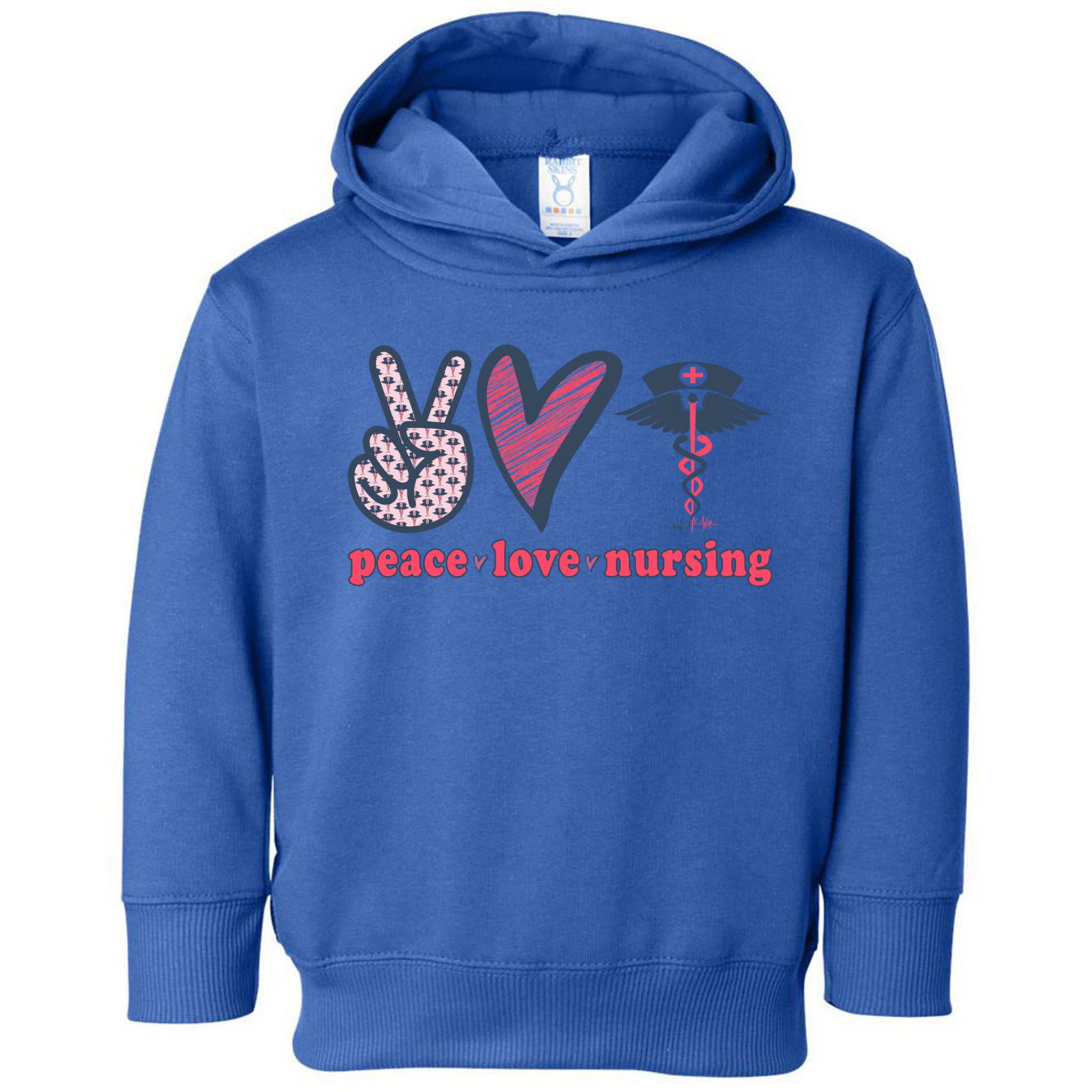 Peace Love Nursing Nurse Rn Pcw Heart Graphic Gift Toddler Hoodie